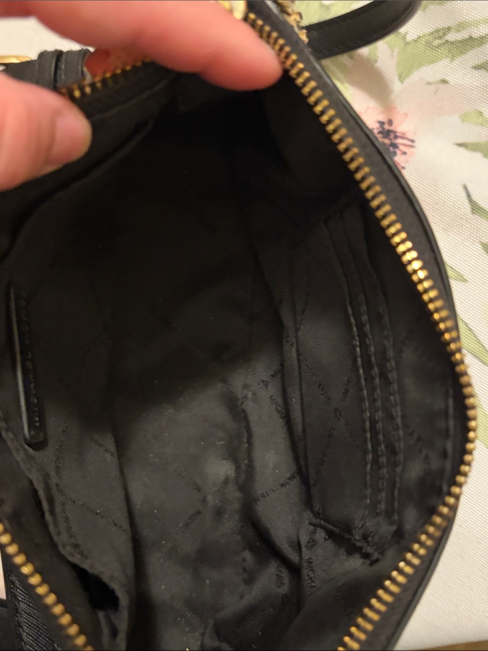 Michael Kors Black Leather Crossbody with Gold Chain Accent - Picture 10 of 14